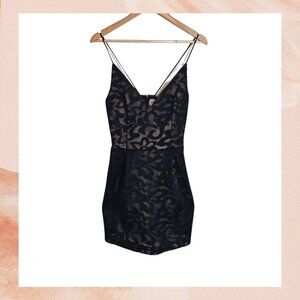Black Mesh Lace Mini Party Dress